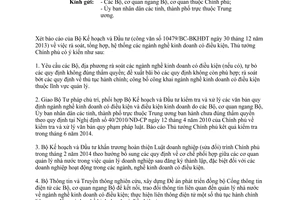 Công văn 160/TTg-ĐMDN năm 2014 ngành nghề kinh doanh có điều kiện