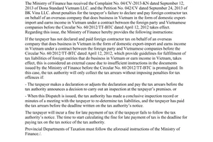 Official Dispatch No. 448/BTC-TCT 2014 penalties for tax offenses