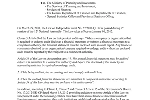 Official Dispatch No. 1339/BTC-CDKT enterprises and organizations that are required audit