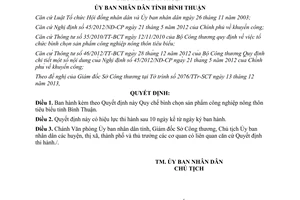 Quyết định 02/2014/QĐ-UBND bình chọn sản phẩm công nghiệp nông thôn tiêu biểu Bình Thuận