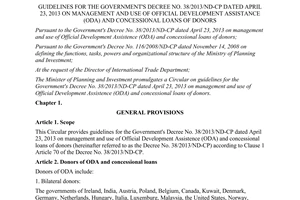 Circular No. 01/2014/TT-BKHDT guidelines No. 38/2013/ND-CP ODA concessional loans of donors