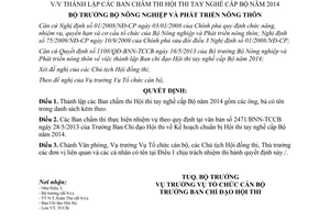 Quyết định 17/QĐ-BNN-TCCB năm 2014 thành lập Ban chấm thi Hội thi tay nghề cấp Bộ
