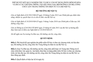 Quyết định 15/QĐ-BNV kết quả nghiệm thu phần mềm Số hóa Trang thông tin điện tử Bộ Nội vụ 2014