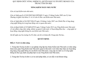 Quyết định 14/QĐ-KTNN năm 2014 Trung tâm Tin học Kiểm toán Nhà nước