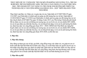 Kế hoạch 02/KH-UBND 2014 Đề án chăm sóc trẻ em mồ côi không nơi nương tựa bị bỏ rơi 2014-2020 Thái Bình