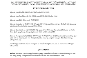 Quyết định 01/2014/QĐ-UBND tổ chức thông tin liên lạc phòng chống thiên tai tìm kiếm cứu nạn Hà Tĩnh