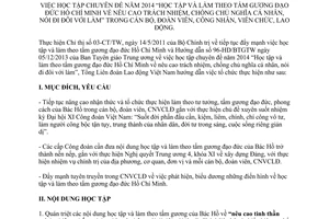 Hướng dẫn 32/HD-TLĐ 2014 chống chủ nghĩa cá nhân nói đi đôi với làm trong cán bộ đoàn viên lao động