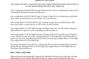 Thông tư liên tịch 01/2014/TTLT-UBDT-BTC chính sách người có uy tín trong đồng bào dân tộc thiểu số