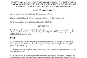 Quyết định 67/QĐ-TTg năm 2014 Danh mục phân công soạn thảo văn bản hướng dẫn Luật Pháp lệnh