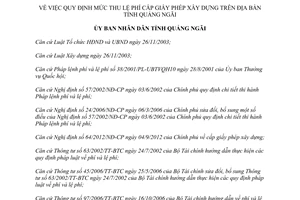 Quyết định 03/2014/QĐ-UBND mức thu lệ phí cấp giấy phép xây dựng Quảng Ngãi