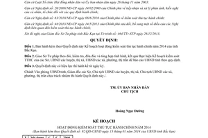 Quyết định 92/QĐ-UBND Kế hoạch hoạt động kiểm soát thủ tục hành chính năm 2014 Bắc Kạn