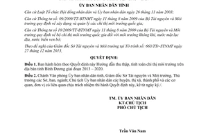 Quyết định 88/QĐ-UBND 2014 hướng dẫn thu thập tính toán chỉ thị môi trường Bình Dương 2013-2020