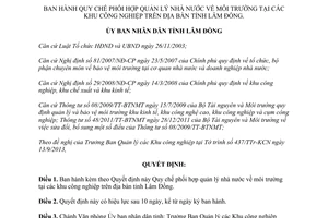 Quyết định 02/2014/QĐ-UBND Quy chế phối hợp quản lý môi trường khu công nghiệp Lâm Đồng