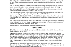 Quyết định 10/QĐ-SGDHCM 2014 Quy chế niêm yết chứng khoán Sở giao dịch Chứng khoán Hồ Chí Minh