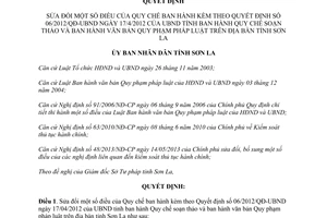 Quyết định 01/2014/QĐ-UBND sửa đổi 06/2012/QĐ-UBND soạn thảo ban hành văn bản Sơn La