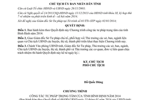 Quyết định 69/QĐ-UBND năm 2014 Chương trình công tác tư pháp trọng tâm Bình Định