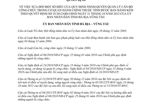 Quyết định 03/2014/QĐ-UBND sửa đổi Quy định thẩm quyền quản lý cán bộ công chức Bà Rịa