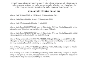 Quyết định 03/2014/QĐ-UBND quản lý an toàn an ninh trên mạng truyền số liệu Đảng Nhà nước Quảng Trị