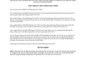 Quyết định 109/QĐ-UBND phân bổ vốn thực hiện Chương trình 135 năm 2014  2015 Bình Phước