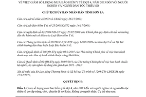 Quyết định 86/QĐ-UBND giảm số lượng mua bảo hiểm y tế đợt 4 người nghèo dân tộc thiểu số Sơn La 2014