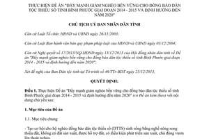 Quyết định 113/QĐ-UBND 2014 giảm nghèo bền vững đồng bào dân tộc thiểu số Bình Phước 2014-2015