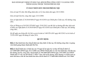 Quyết định 01/2014/QĐ-UBND đào tạo bồi dưỡng công chức giảng viên thỉnh giảng Hà Nội