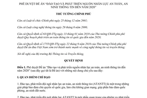 Quyết định 99/QĐ-TTg năm 2014 Đề án đào tạo phát triển nguồn nhân lực an ninh thông tin 2020