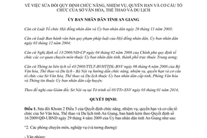 Quyết định 05/2014/QĐ-UBND chức năng nhiệm vụ cơ cấu tổ chức Sở Văn hóa Thể thao Du lịch An Giang