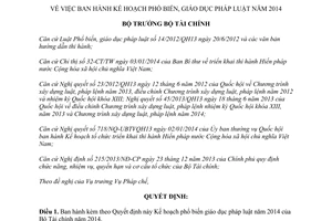 Quyết định 120/QĐ-BTC năm 2014 Kế hoạch phổ biến giáo dục pháp luật