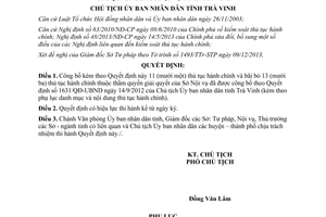 Quyết định 75/QĐ-UBND năm 2014 công bố thủ tục hành chính Sở Nội vụ Trà Vinh