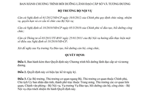 Quyết định 39/QĐ-BNV năm 2014 Chương trình bồi dưỡng lãnh đạo cấp sở tương đương