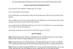 Quyết định số 51/QĐ-UBND phân bổ Cờ thi đua xuất sắc Hưng Yên 2014