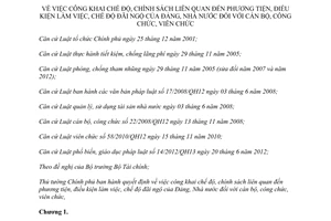 Quyết định 05/2014/QĐ-TTg công khai chế độ chính sách đãi ngộ cán bộ công viên chức