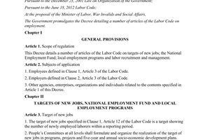 Decree No. 03/2014/ND-CP detailing a number of articles of the Labor code on employment