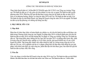 Kế hoạch 28/KH-CTHADS công tác thi hành án dân sự năm 2014 Bình Phước