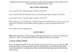 Quyết định 124/QĐ-TTg năm 2014 củng cố kiện toàn chính quyền cơ sở vùng Tây Nguyên