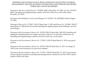 Circular No. 09/2014/TT-BTC management and use of stock auction fees and types of securities