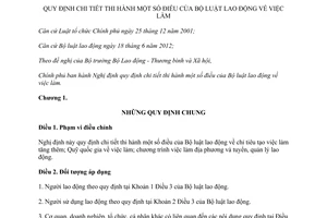 Nghị định 03/2014/NĐ-CP hướng dẫn Bộ luật lao động về việc làm