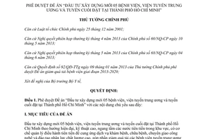 Quyết định 125/QĐ-TTg năm 2014 Đề án Đầu tư xây dựng bệnh viện viện tuyến TW Hồ Chí Minh