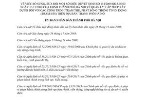 Quyết định 02/2014/QĐ-UBND quản lý cấp phép xây dựng trạm thu phát sóng thông tin di động Hà Nội