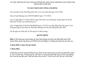 Quyết định 146/QĐ-UBND năm 2014 quy hoạch thăm dò khai thác khoáng sản Lâm Đồng đến 2020