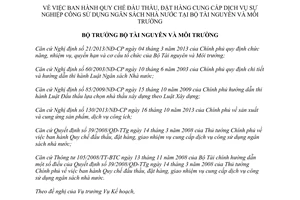 Quyết định 88/QĐ-BTNMT năm 2014 Quy chế đấu thầu đặt hàng cung cấp dịch vụ công Bộ TNMT