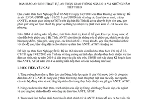 Kế hoạch 21/KH-UBND đảm bảo an ninh trật tự an toàn giao thông năm 2014 năm tiếp theo Hà tĩnh