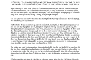 Thông báo 23/TB-VPCP năm 2014 kết luận buổi làm việc bảo đảm an toàn thực phẩm