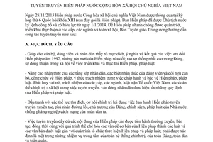 Hướng dẫn 102-HD/BTGTW 2014 tuyên truyền Hiến pháp nước Việt Nam