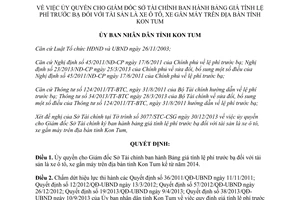 Quyết định 01/2014/QĐ-UBND ủy quyền ban hành Bảng giá tính lệ phí trước bạ Kon Tum