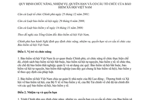 Nghị định 05/2014/NĐ-CP chức năng nhiệm vụ quyền hạn cơ cấu tổ chức Bảo hiểm xã hội Việt Nam