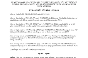 Quyết định 08/2014/QĐ-UBND vốn đầu tư phát triển nguồn vốn xây dựng cơ bản xổ số kiến thiết Long An