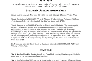 Quyết định 05/2014/QĐ-UBND Quy chế xét thẻ đi lại của doanh nhân APEC Hồ Chí Minh