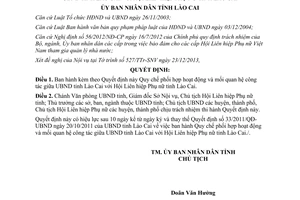 Quyết định 03/2014/QĐ-UBND Quy chế phối hợp giữa Ủy ban nhân dân với Hội Liên hiệp Phụ nữ Lào Cai